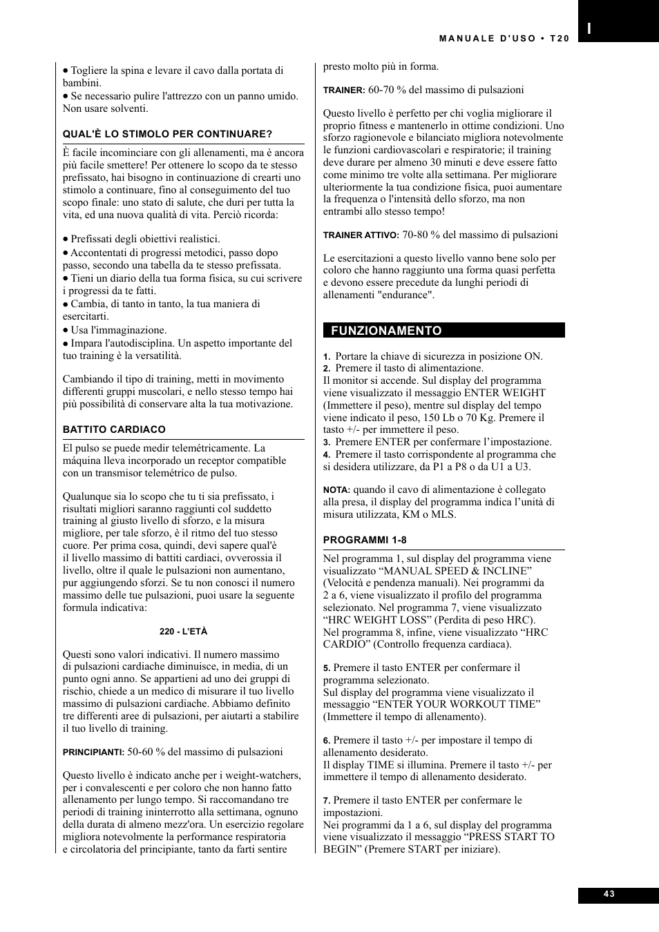 Tunturi T20 User Manual | Page 43 / 76