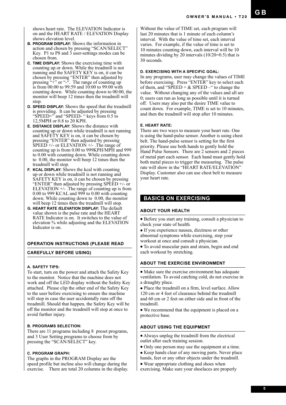 Tunturi T20 User Manual | Page 5 / 76