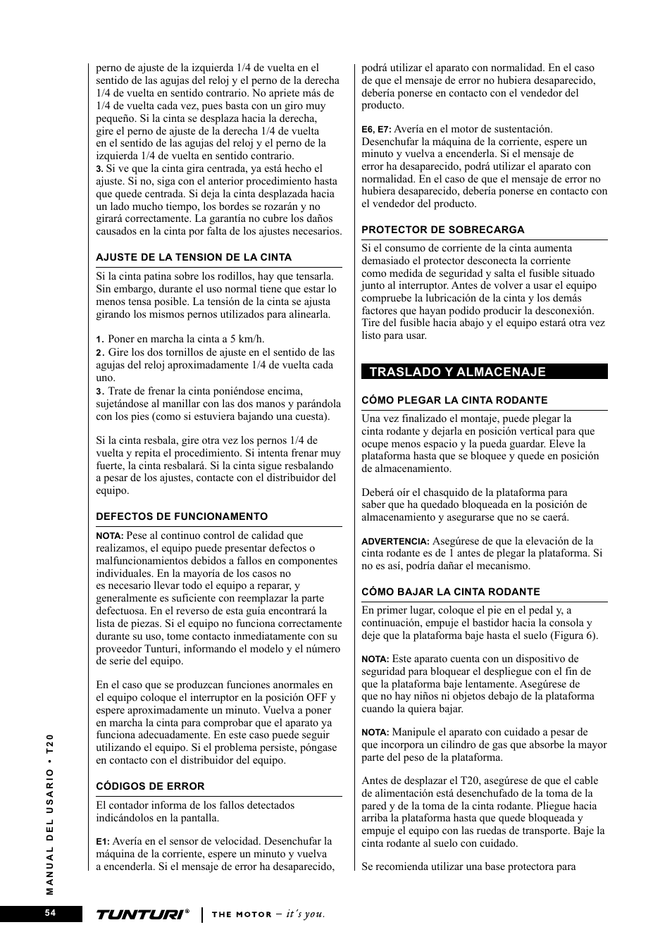 Tunturi T20 User Manual | Page 54 / 76