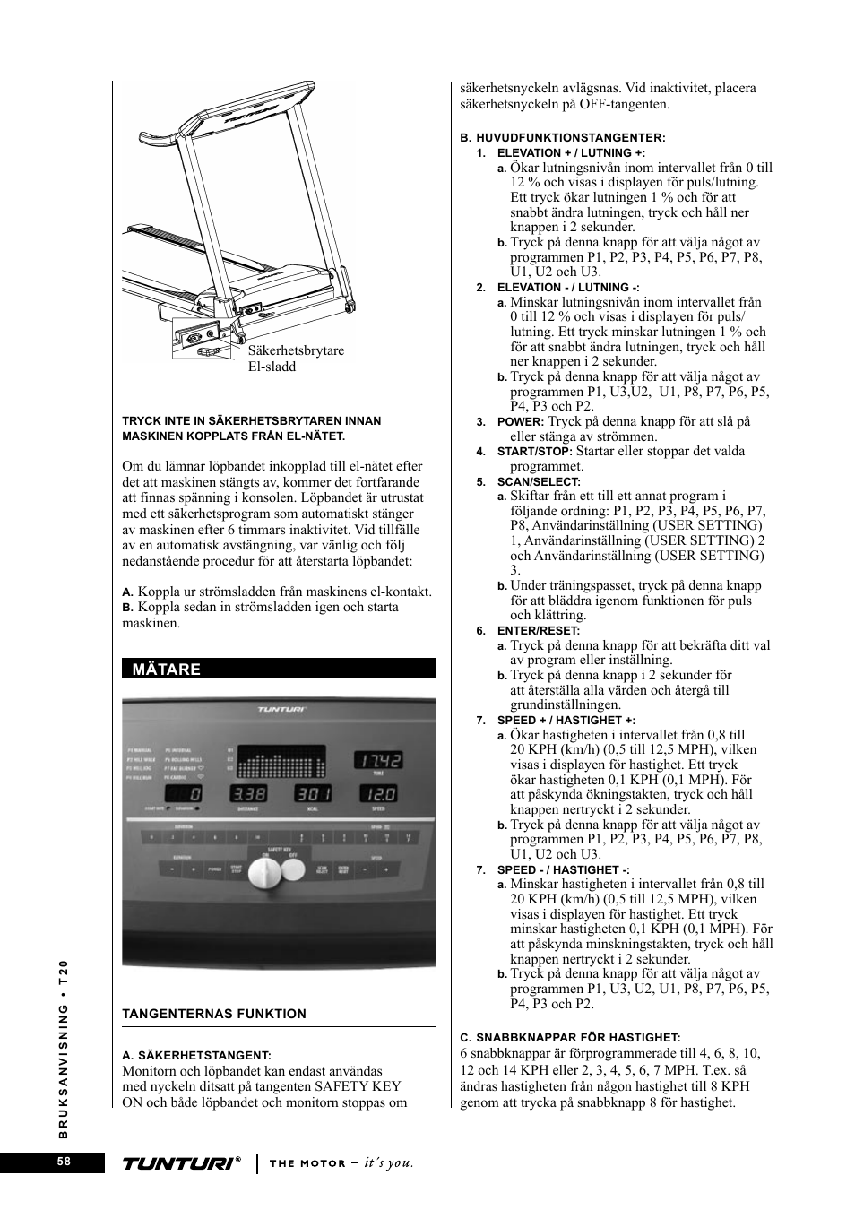 Tunturi T20 User Manual | Page 58 / 76