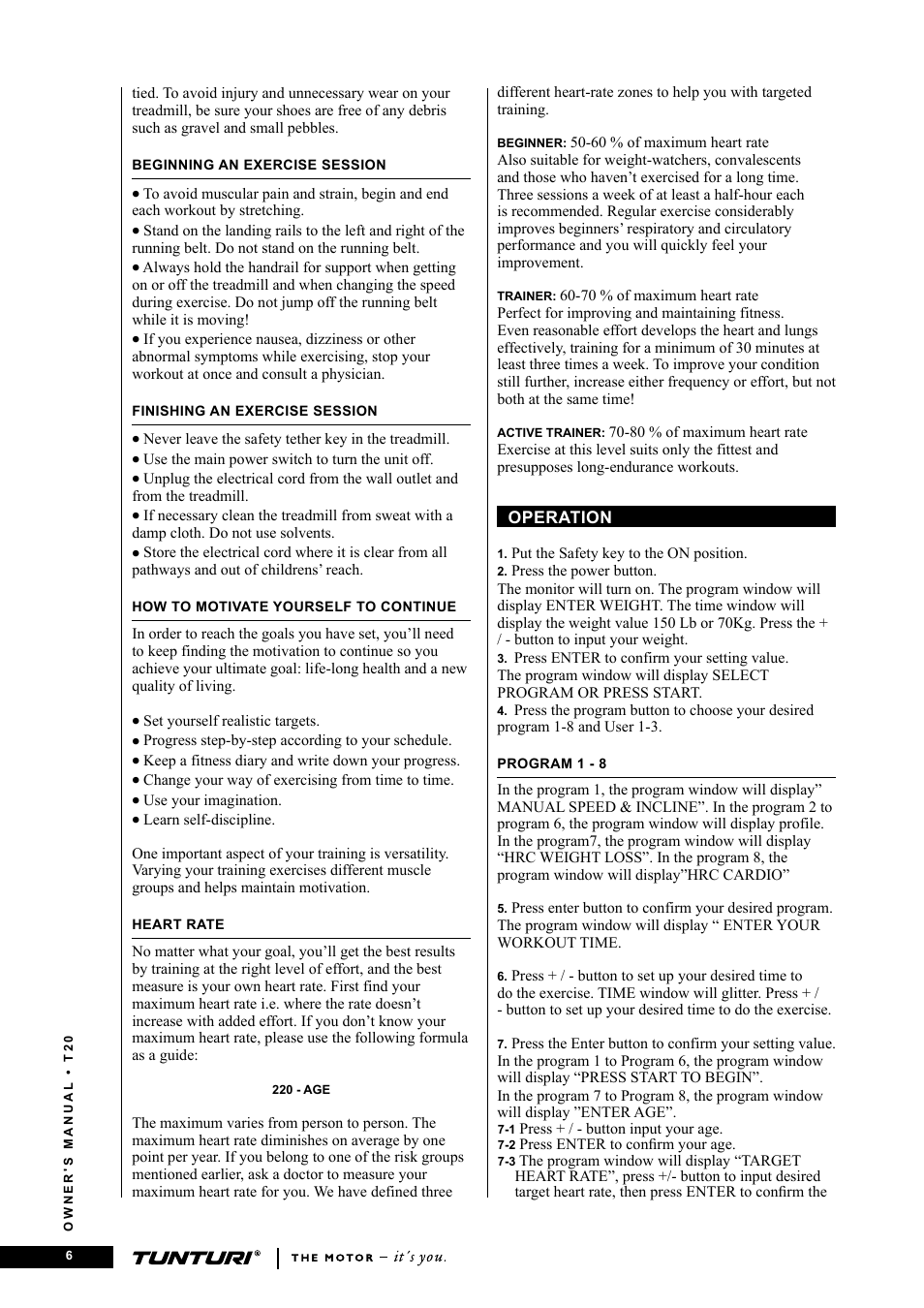 Tunturi T20 User Manual | Page 6 / 76