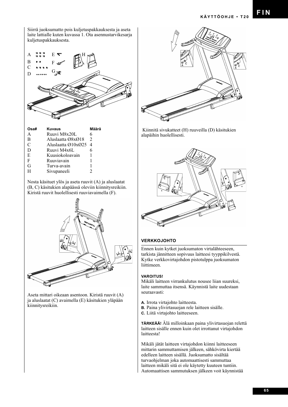 F i n | Tunturi T20 User Manual | Page 65 / 76