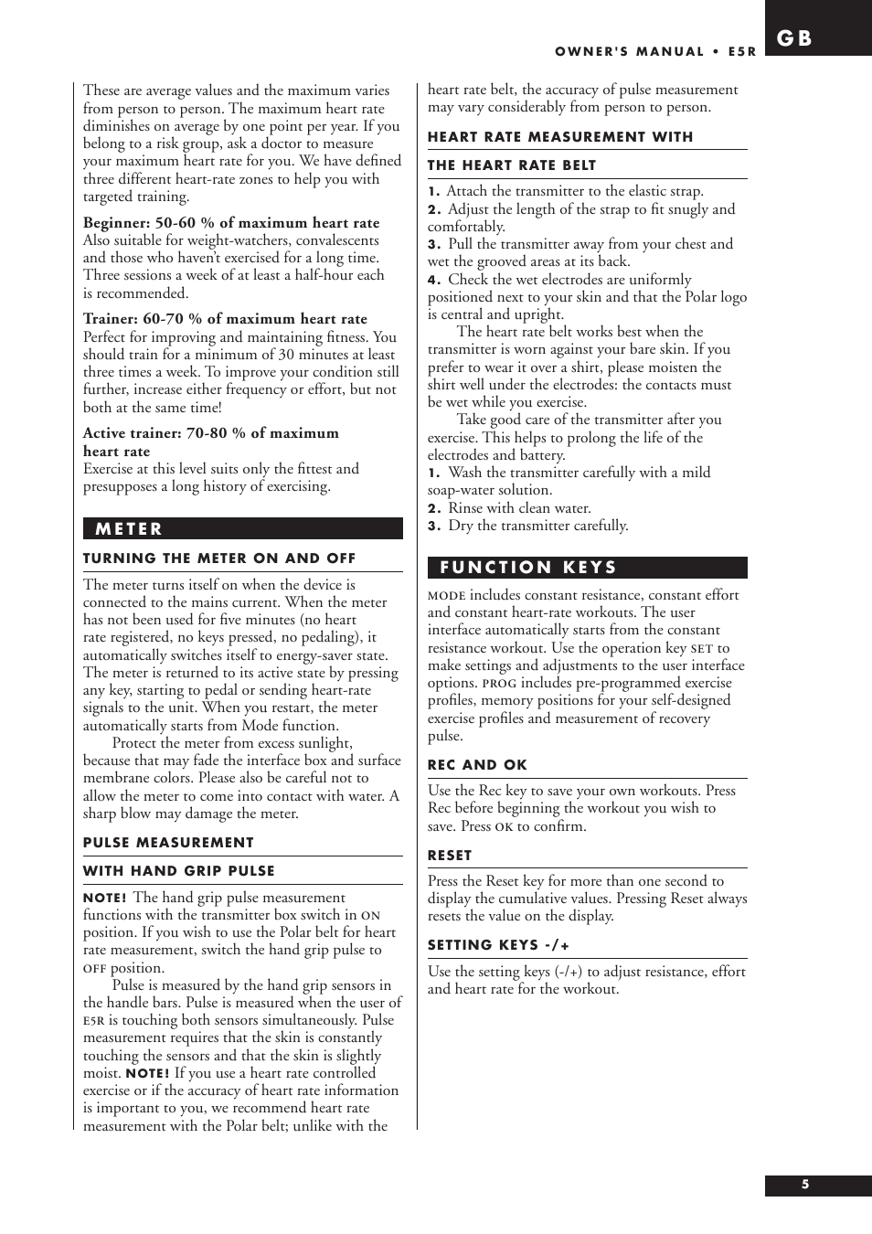 Tunturi E5R User Manual | Page 5 / 13