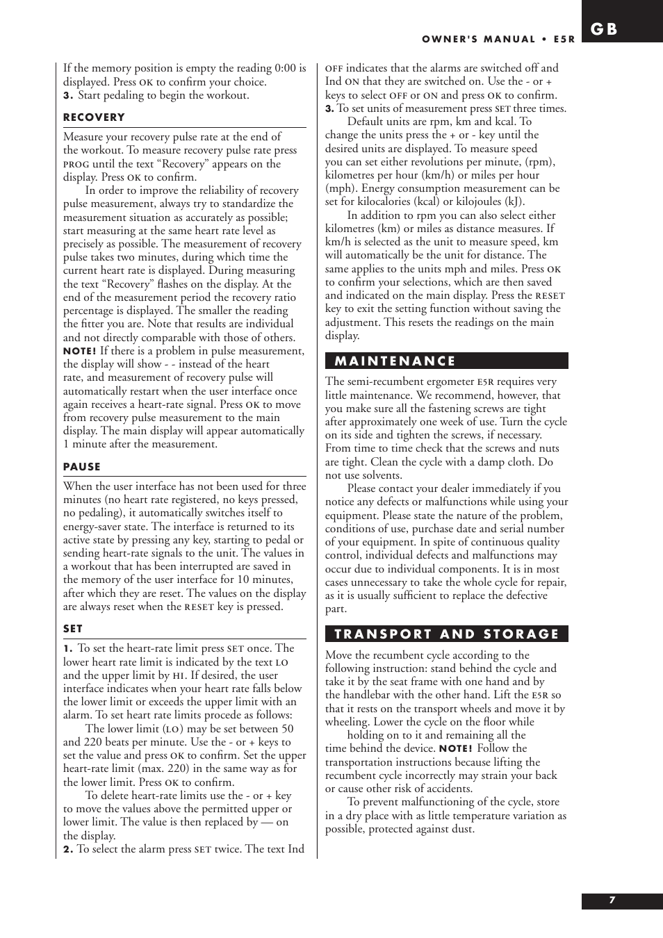 Tunturi E5R User Manual | Page 7 / 13