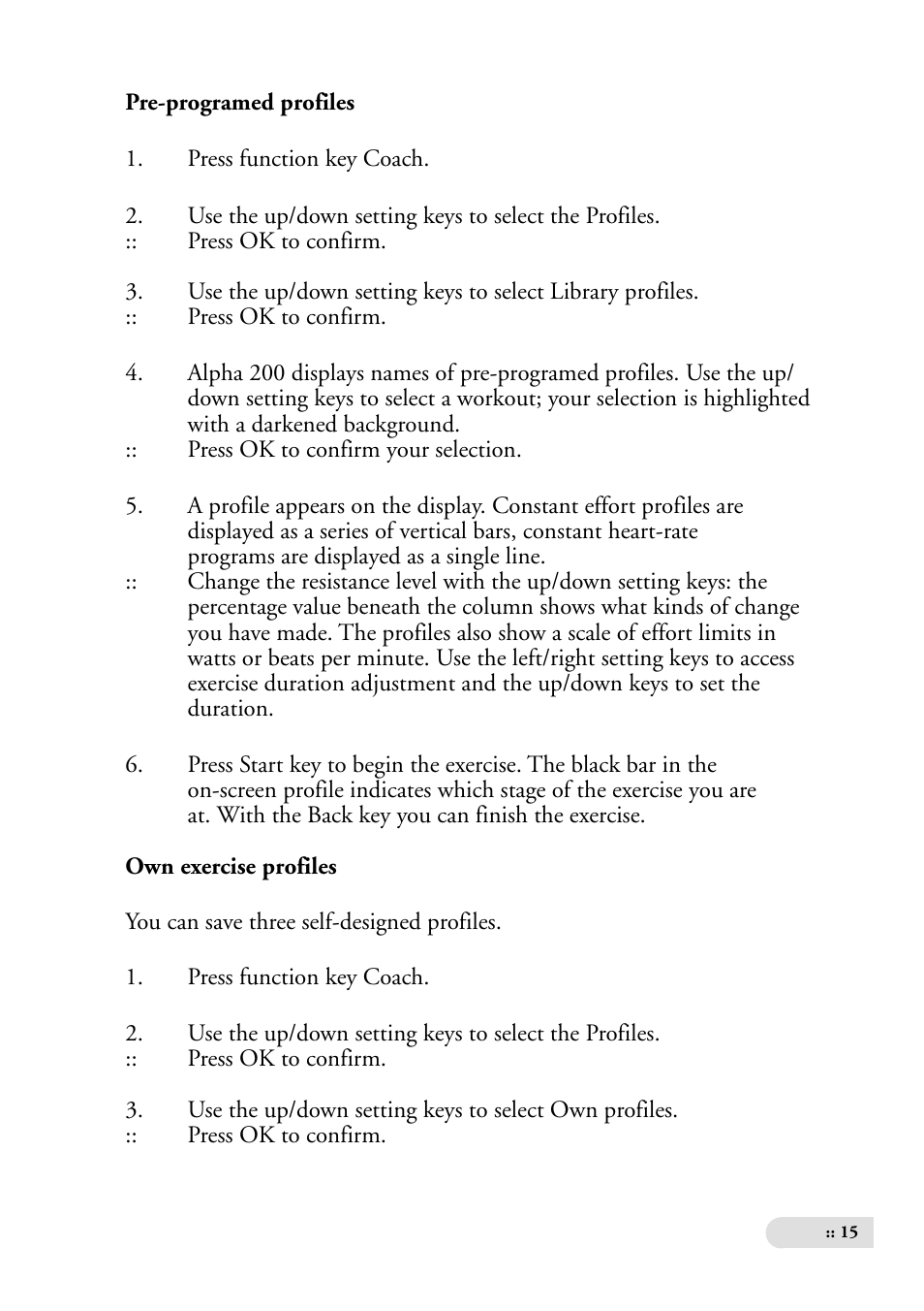 Tunturi ALPHA 200 User Manual | Page 15 / 17