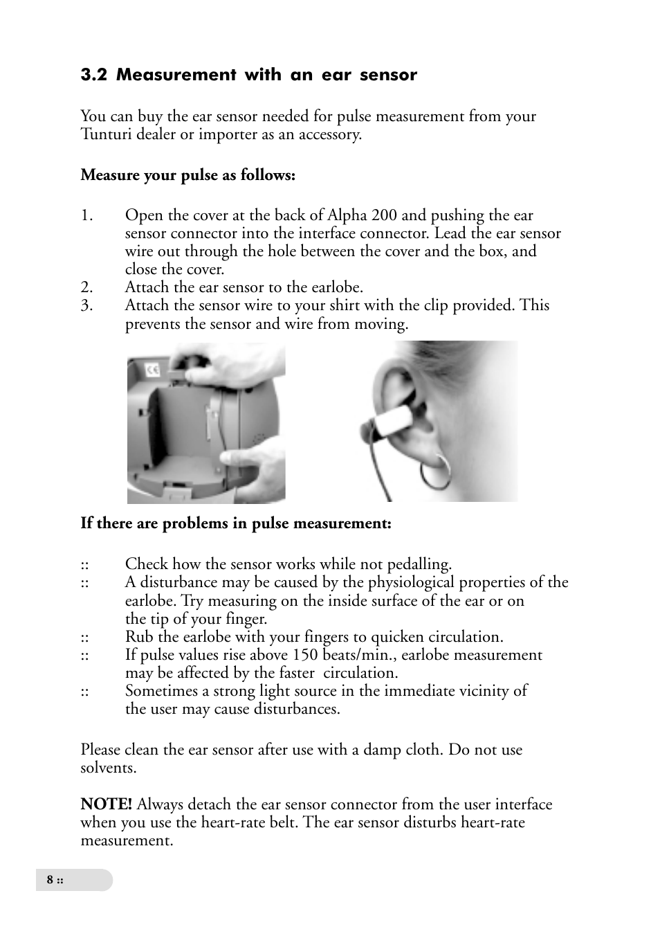 Tunturi ALPHA 200 User Manual | Page 8 / 17