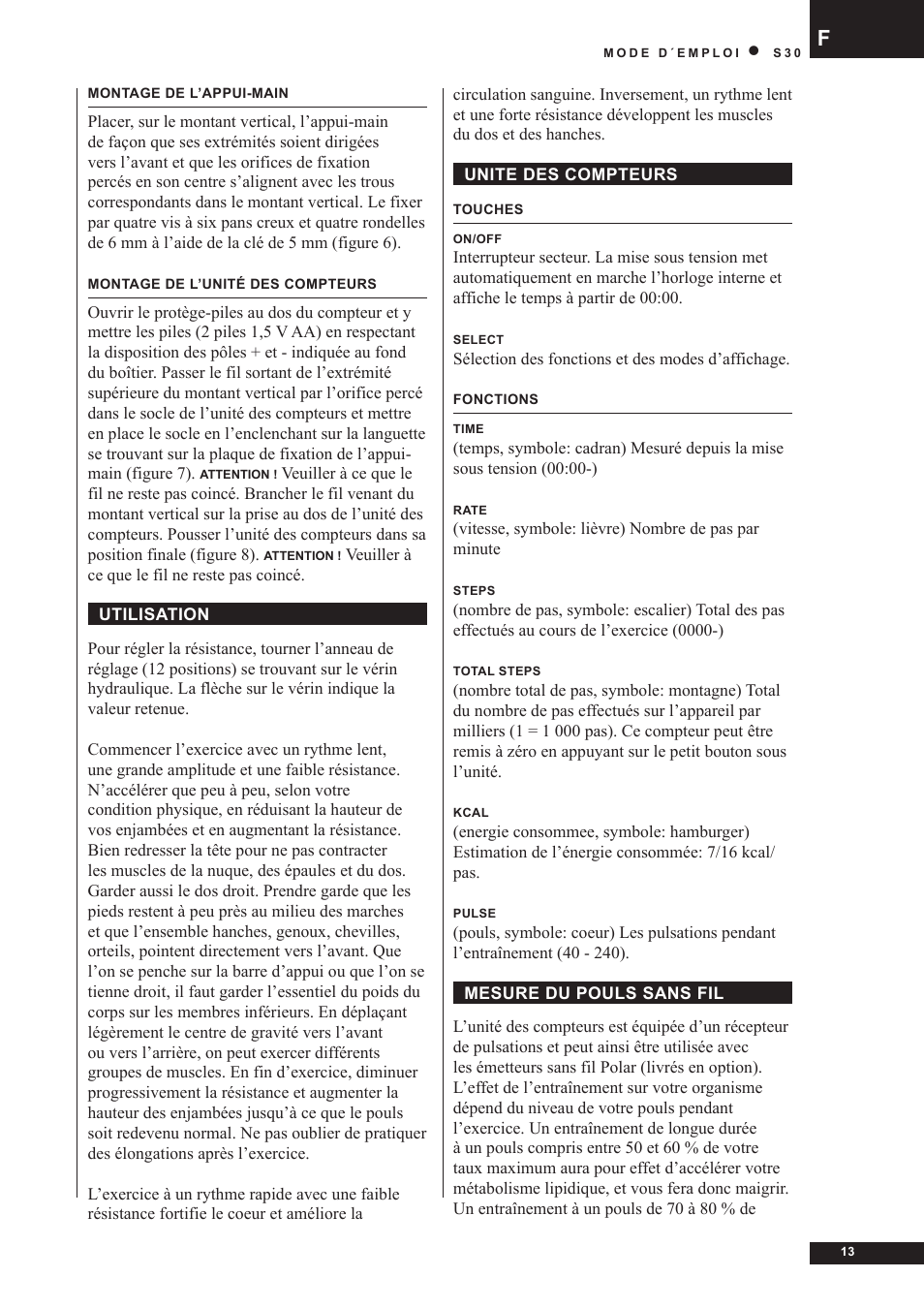Tunturi S30 User Manual | Page 13 / 38