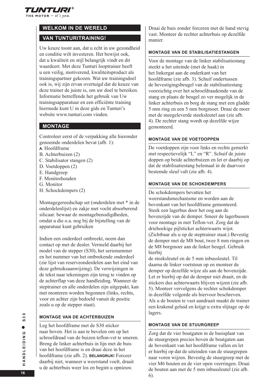 Tunturi S30 User Manual | Page 16 / 38