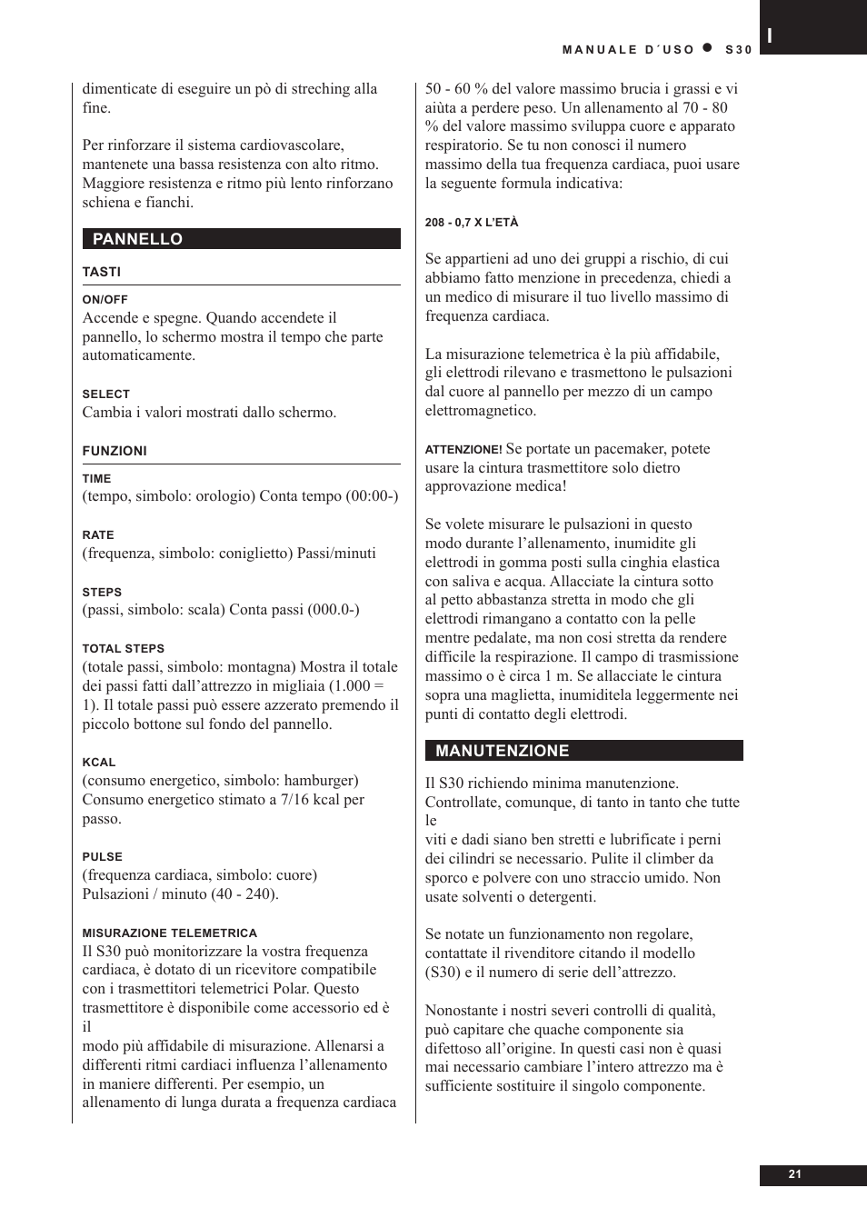 Tunturi S30 User Manual | Page 21 / 38