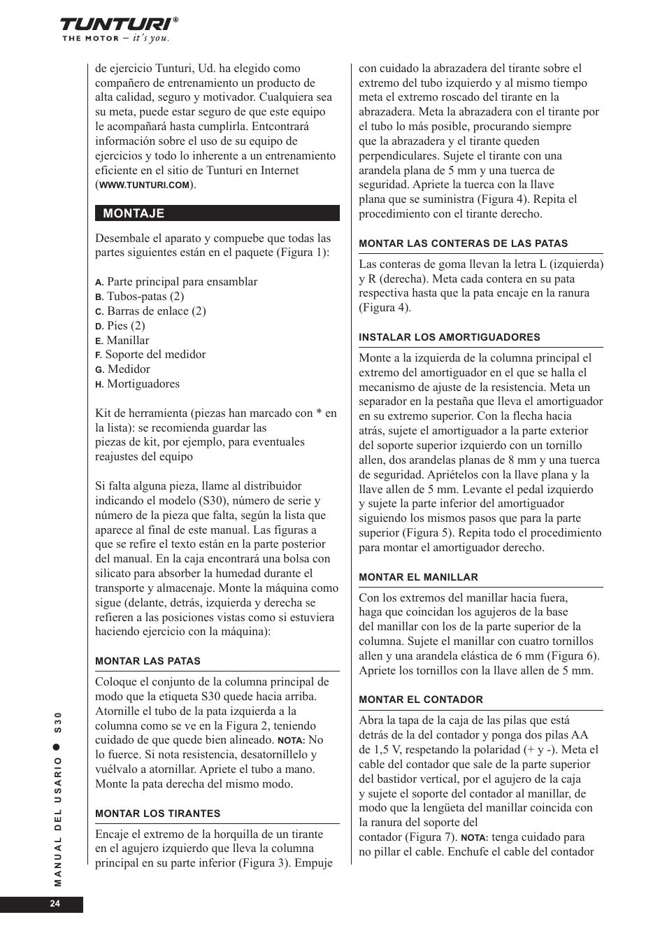 Tunturi S30 User Manual | Page 24 / 38