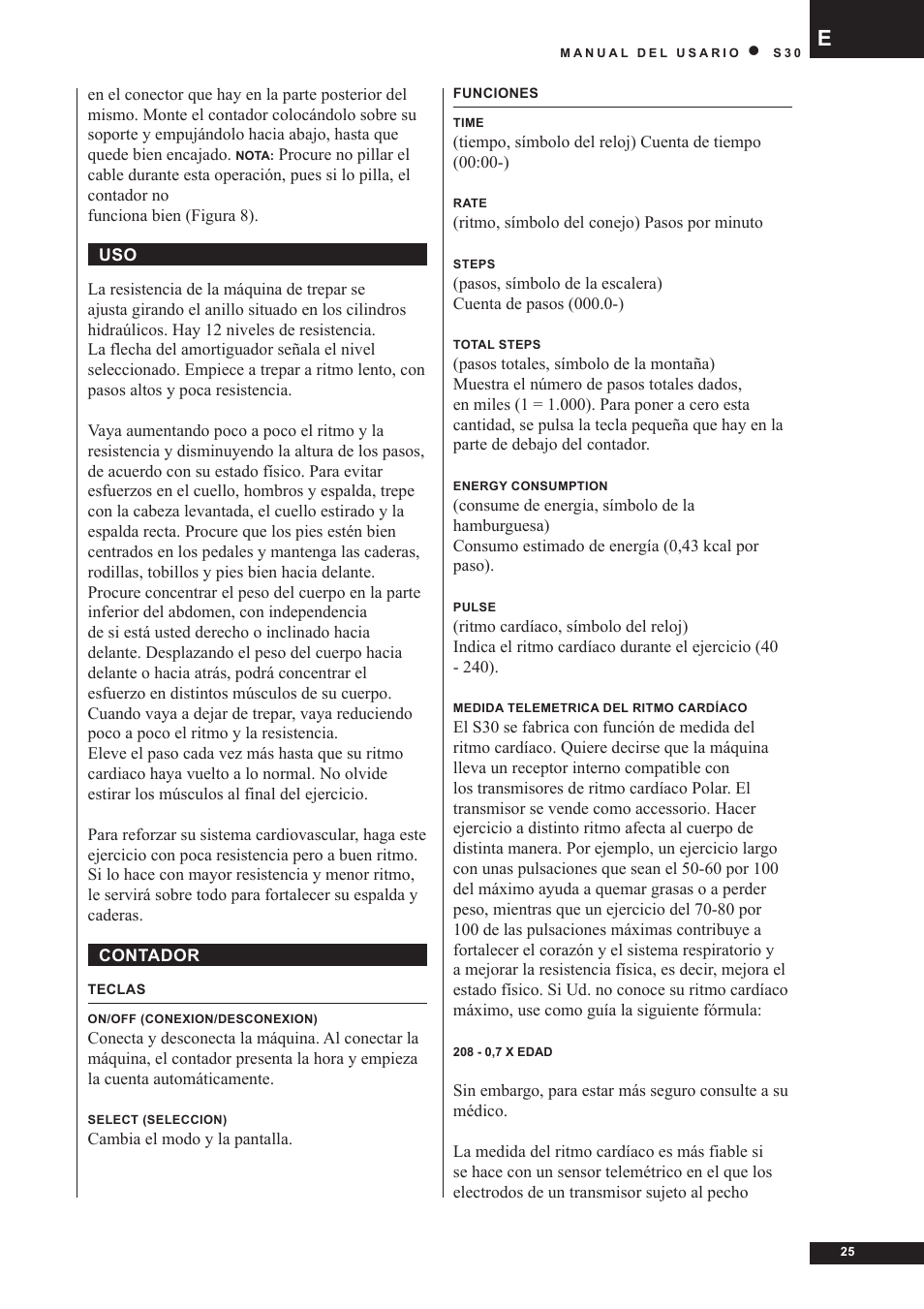 Tunturi S30 User Manual | Page 25 / 38