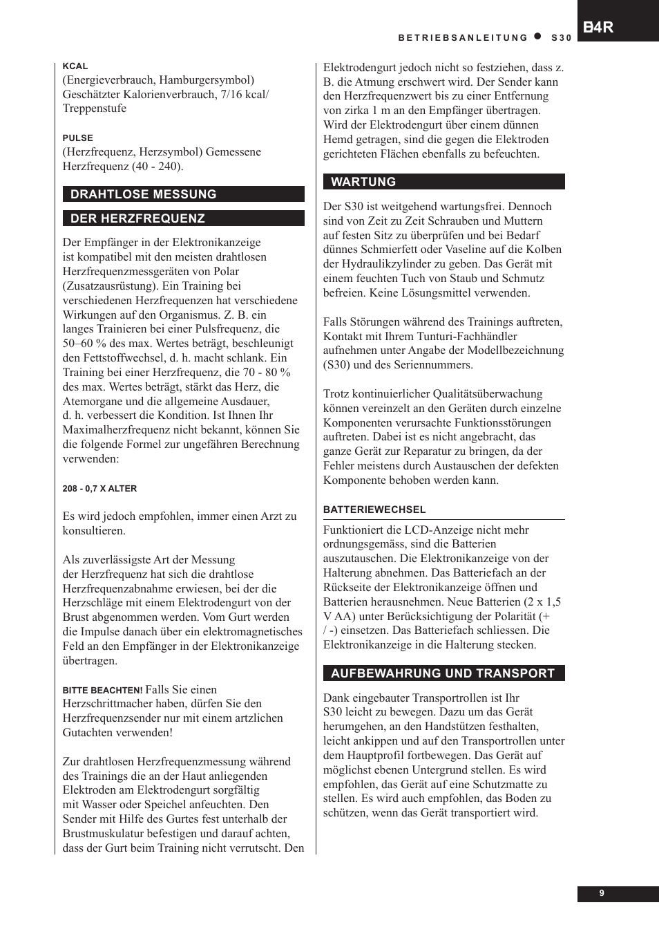 Tunturi S30 User Manual | Page 9 / 38