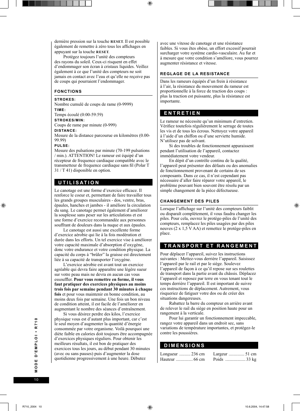 Tunturi R 710 User Manual | Page 10 / 28