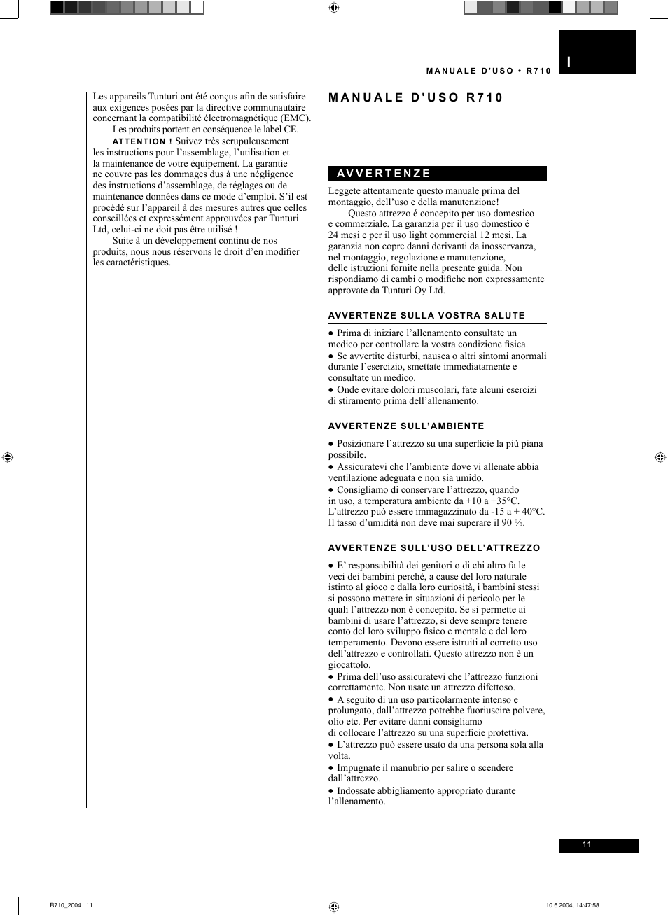 Tunturi R 710 User Manual | Page 11 / 28