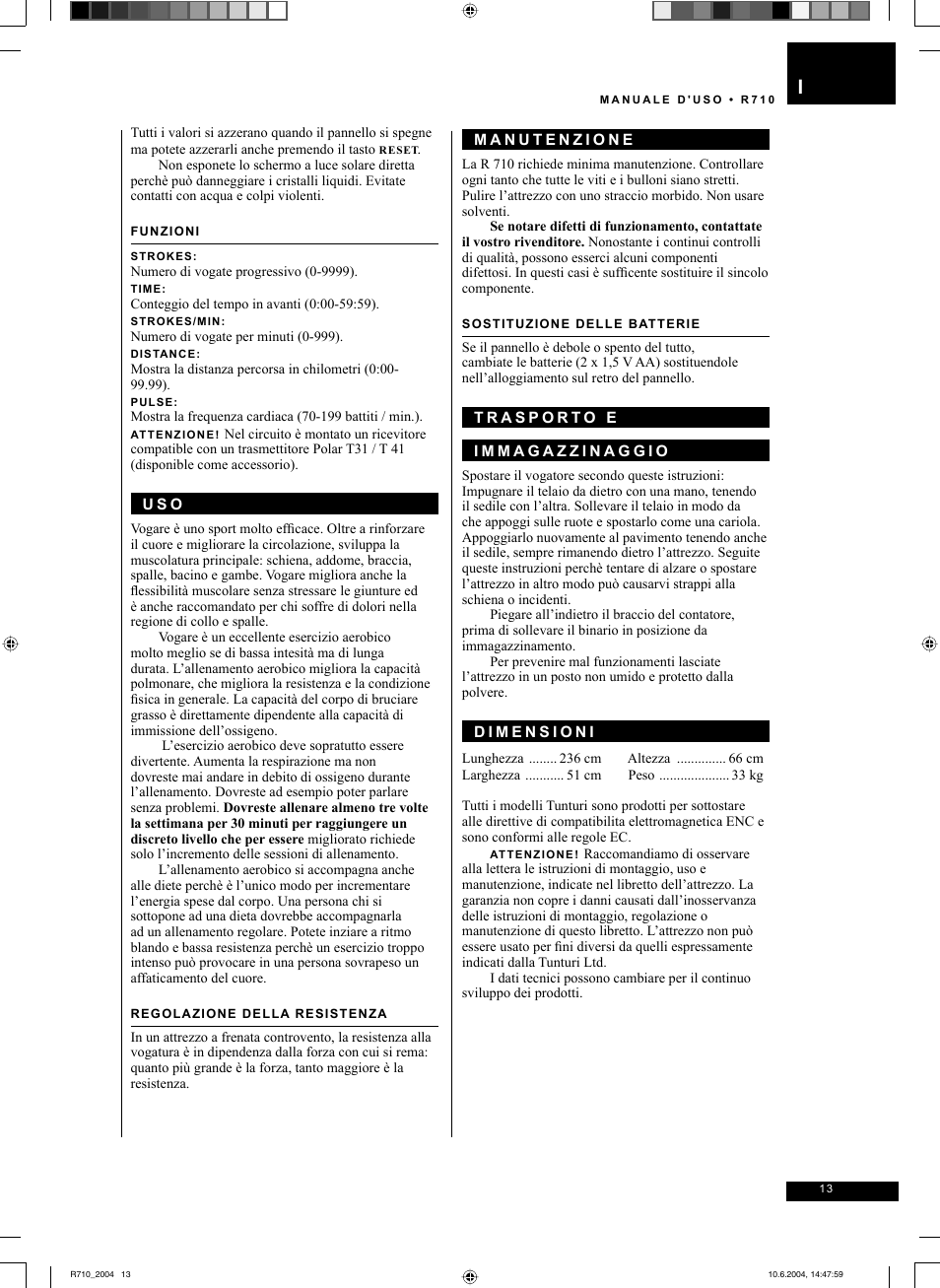 Tunturi R 710 User Manual | Page 13 / 28
