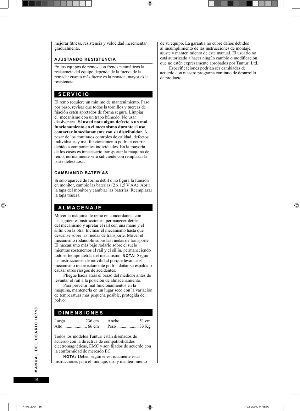 Tunturi R 710 User Manual | Page 16 / 28