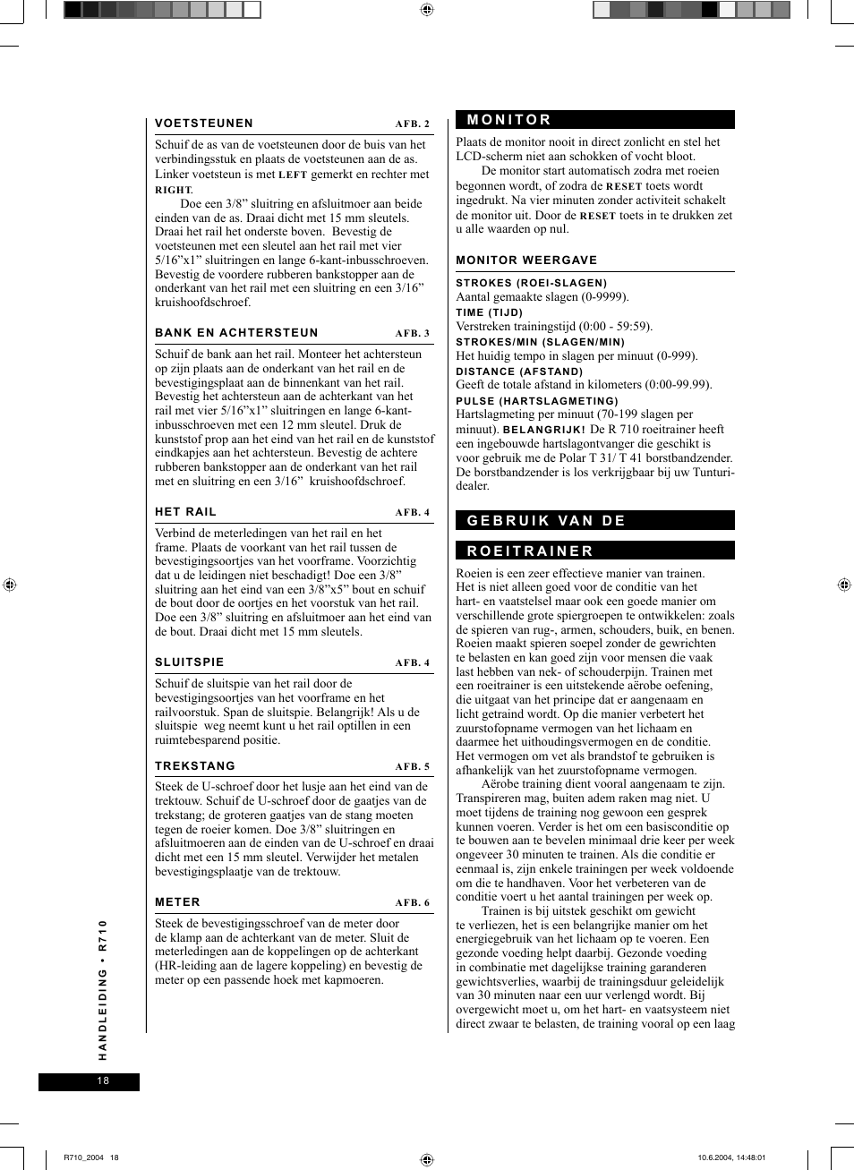 Tunturi R 710 User Manual | Page 18 / 28