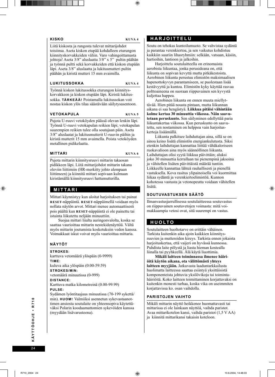 Tunturi R 710 User Manual | Page 24 / 28