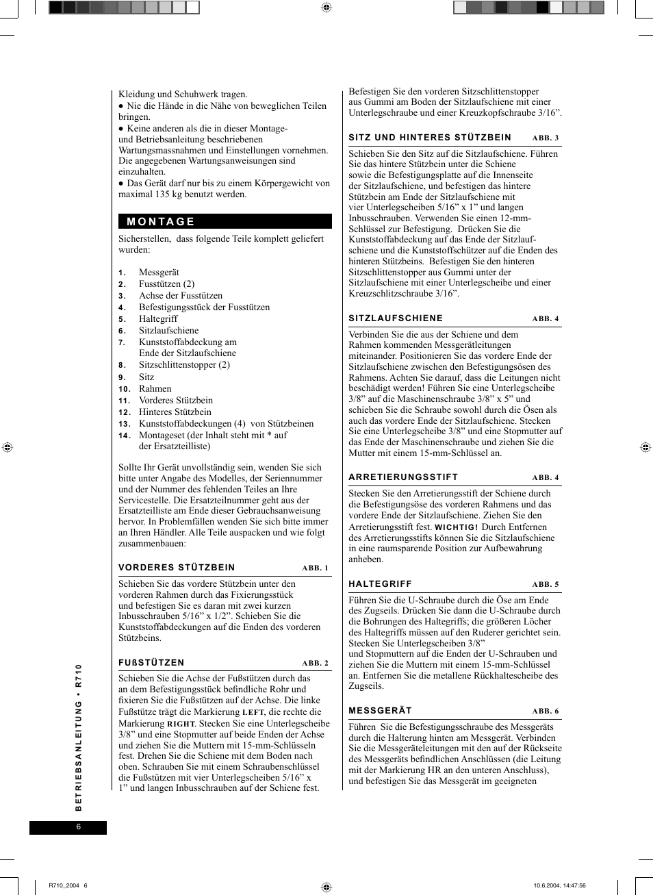 Tunturi R 710 User Manual | Page 6 / 28