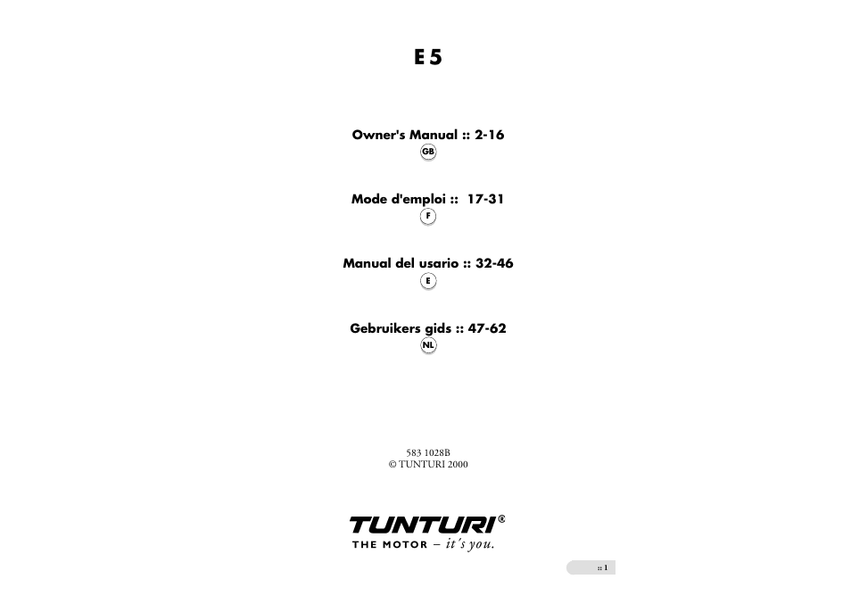 Tunturi E 5 User Manual | 11 pages