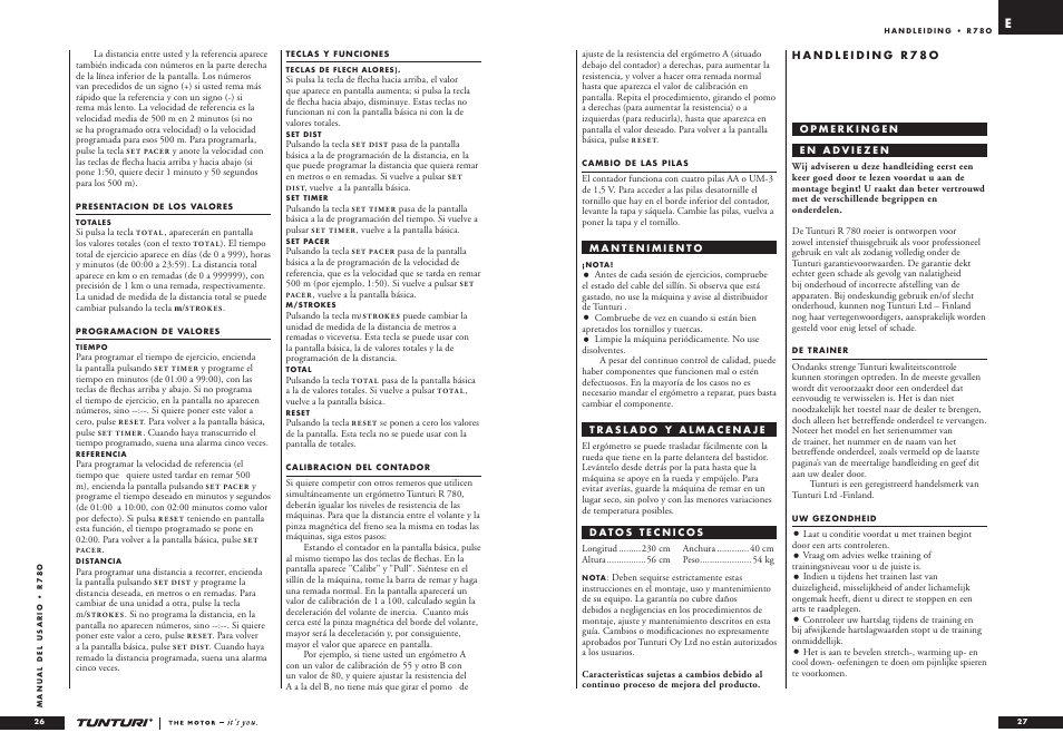 Tunturi R 78O User Manual | Page 14 / 24