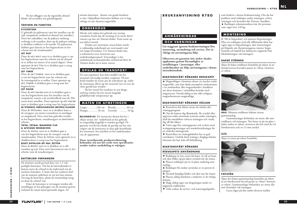 Tunturi R 78O User Manual | Page 17 / 24