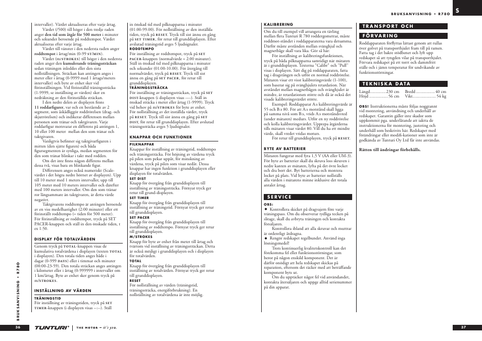 Tunturi R 78O User Manual | Page 19 / 24