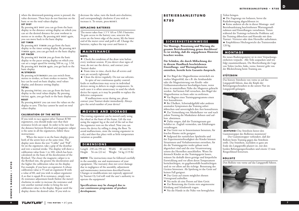 Tunturi R 78O User Manual | Page 4 / 24