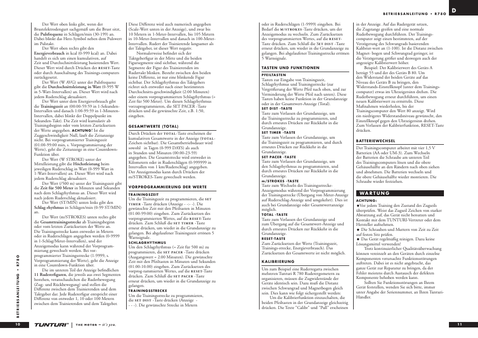 Tunturi R 78O User Manual | Page 6 / 24