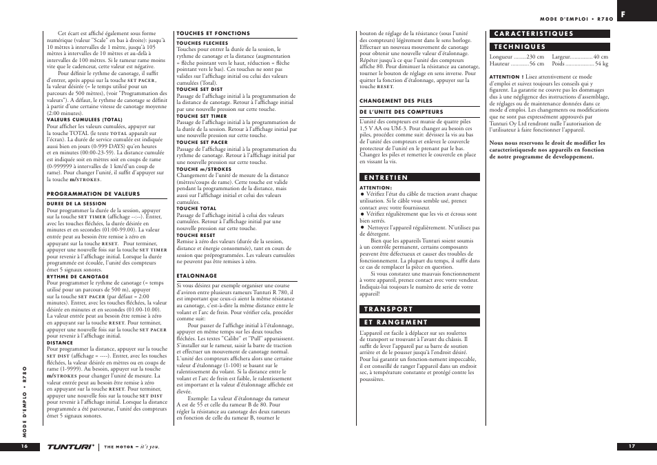 Tunturi R 78O User Manual | Page 9 / 24