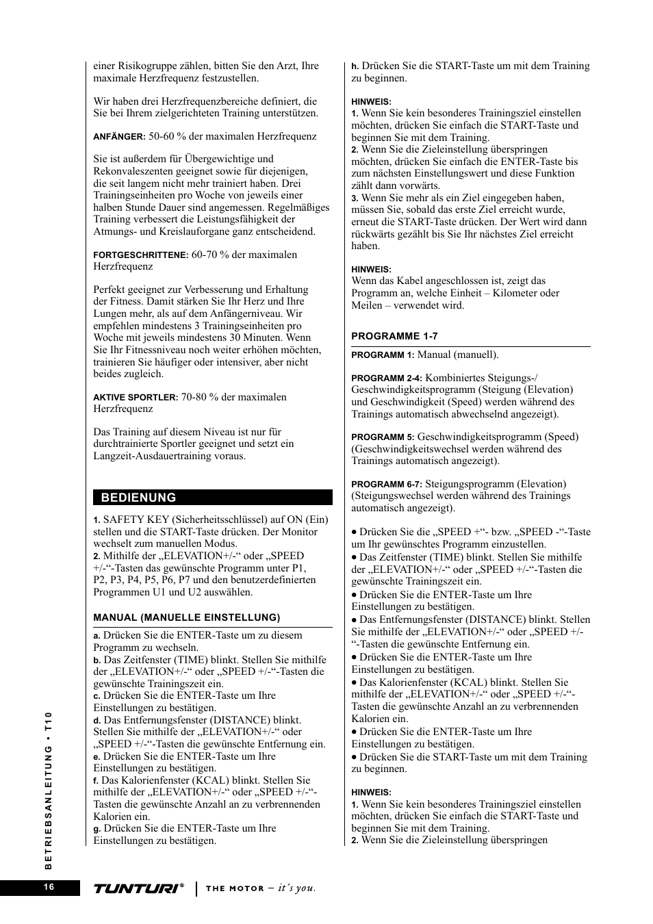 Tunturi Competence T10 User Manual | Page 16 / 84