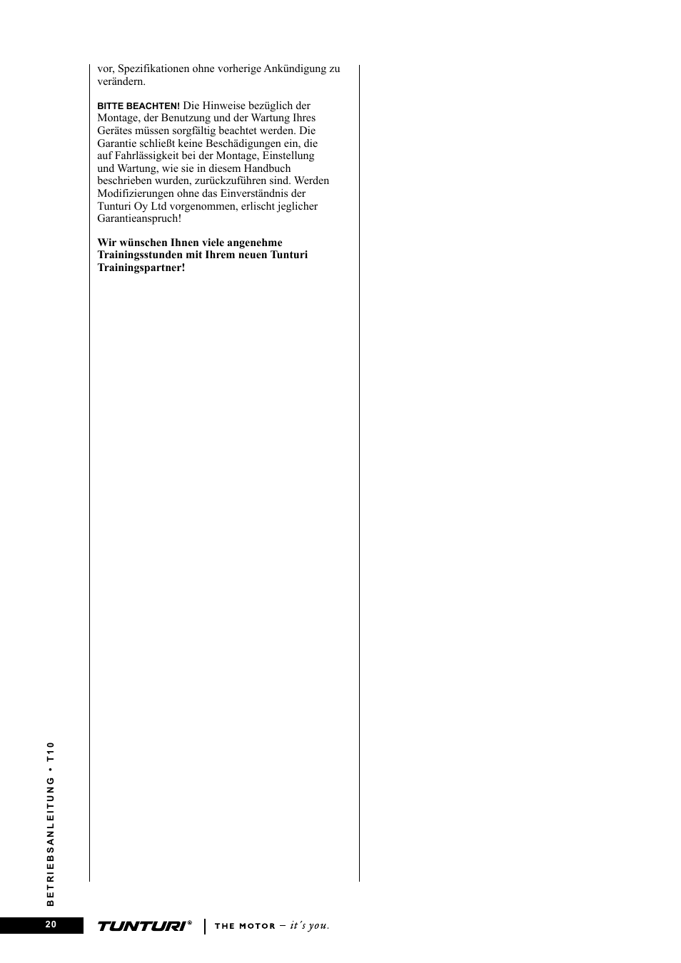 Tunturi Competence T10 User Manual | Page 20 / 84