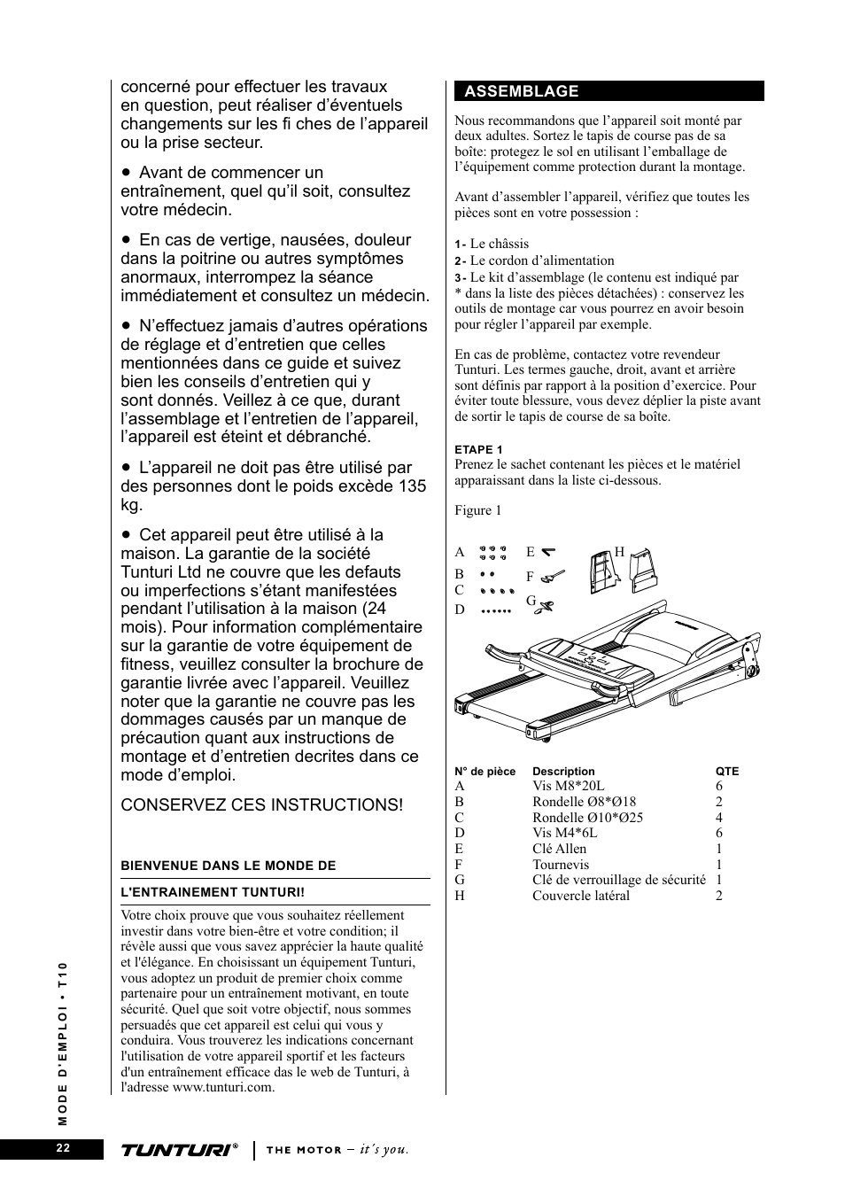 Tunturi Competence T10 User Manual | Page 22 / 84