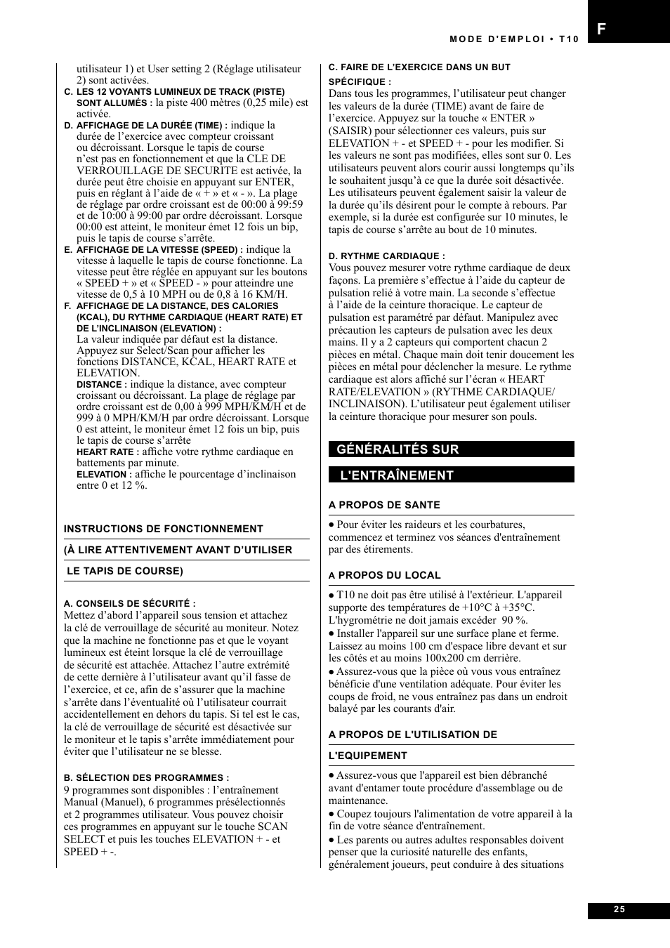 Tunturi Competence T10 User Manual | Page 25 / 84