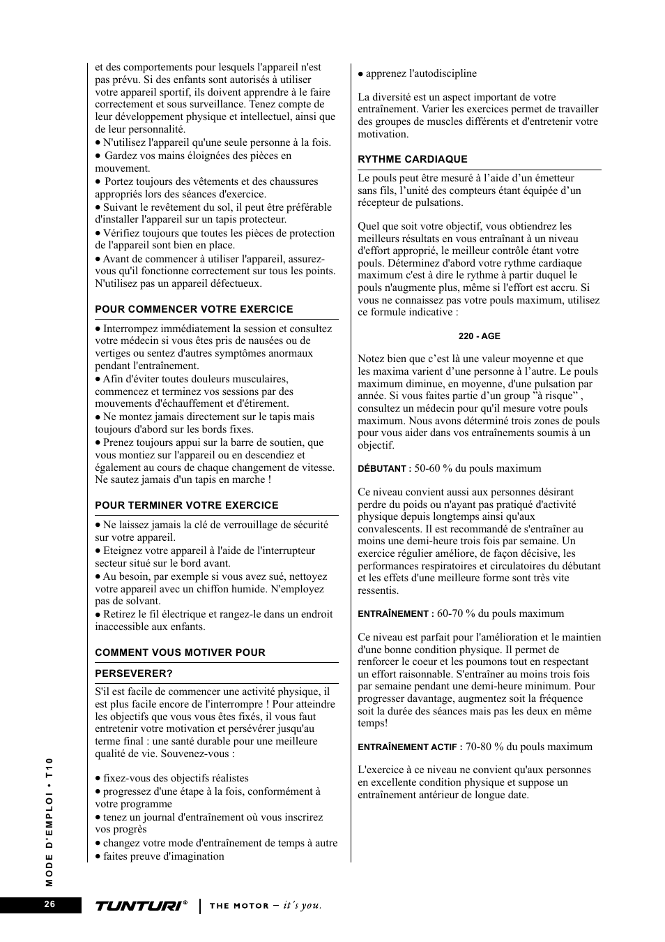 Tunturi Competence T10 User Manual | Page 26 / 84