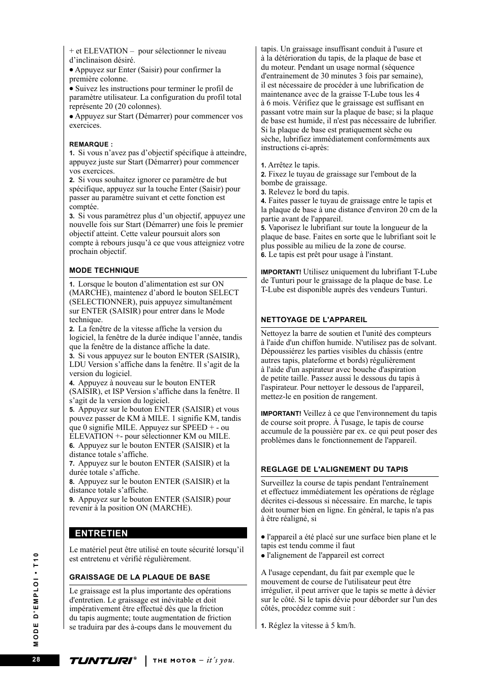 Tunturi Competence T10 User Manual | Page 28 / 84