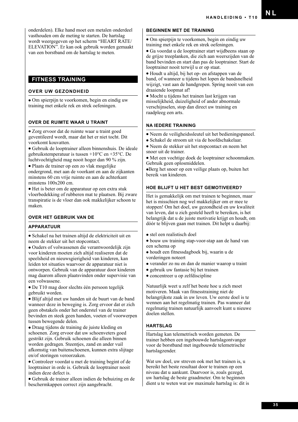 Tunturi Competence T10 User Manual | Page 35 / 84