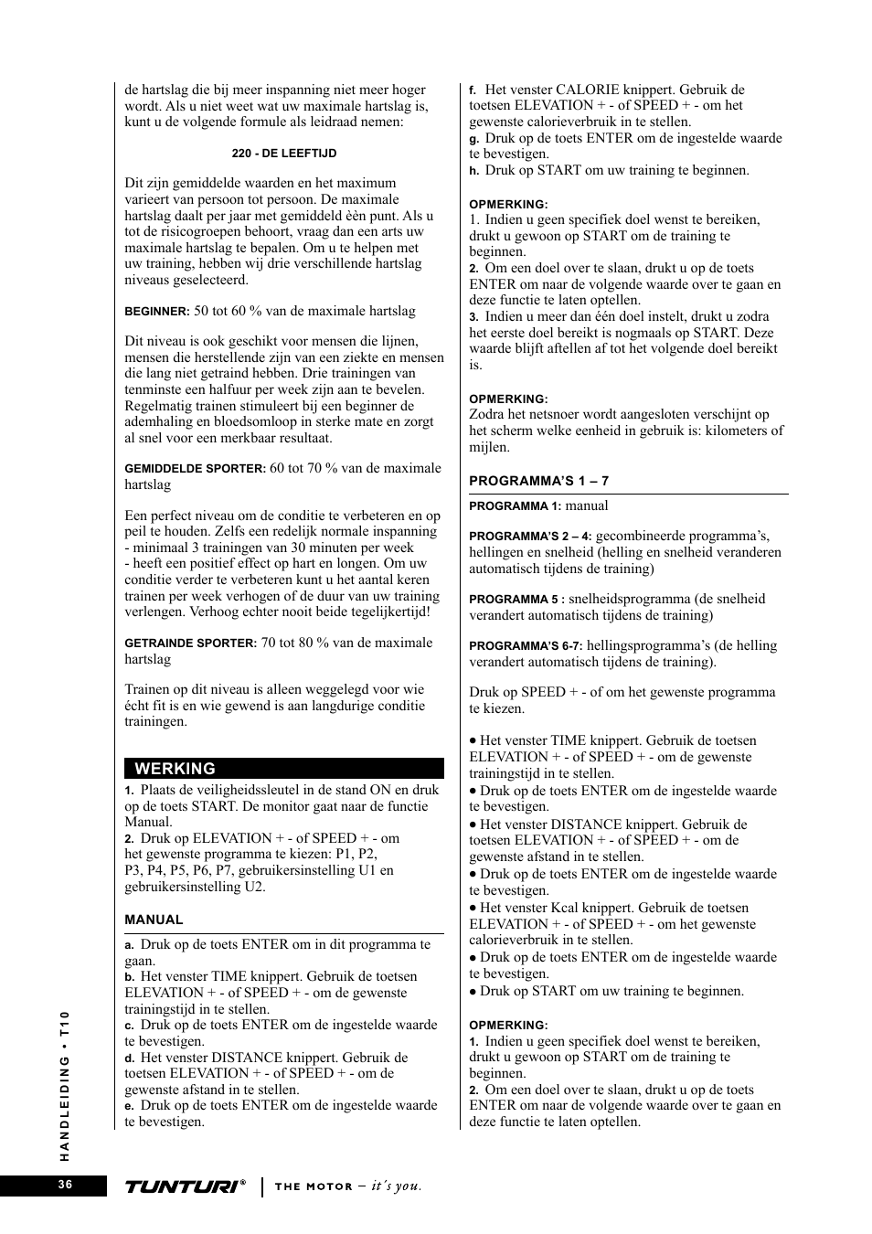 Tunturi Competence T10 User Manual | Page 36 / 84