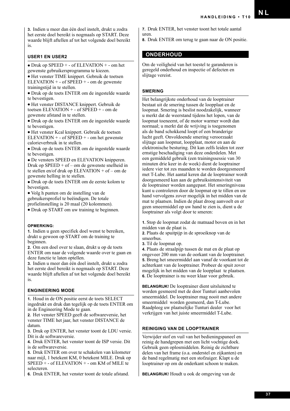 Tunturi Competence T10 User Manual | Page 37 / 84