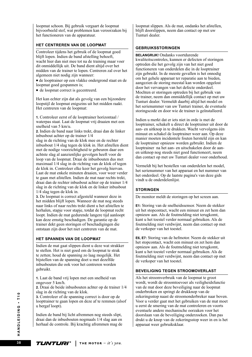 Tunturi Competence T10 User Manual | Page 38 / 84