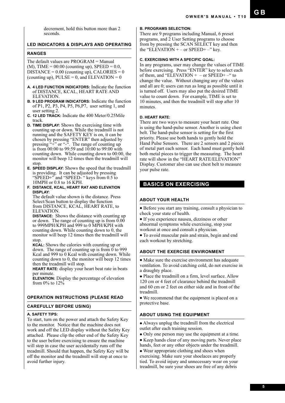 Tunturi Competence T10 User Manual | Page 5 / 84