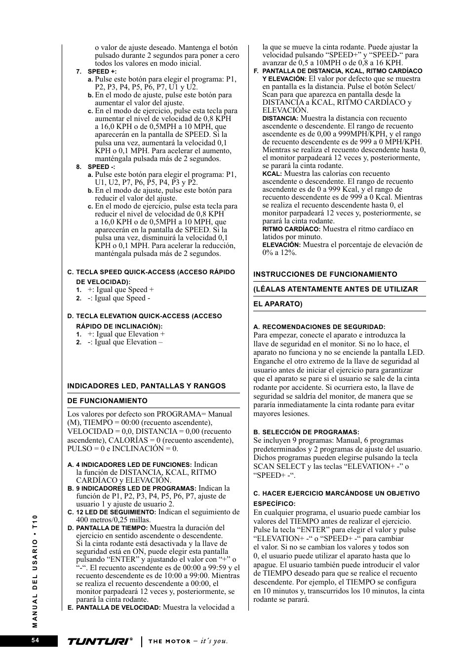 Tunturi Competence T10 User Manual | Page 54 / 84