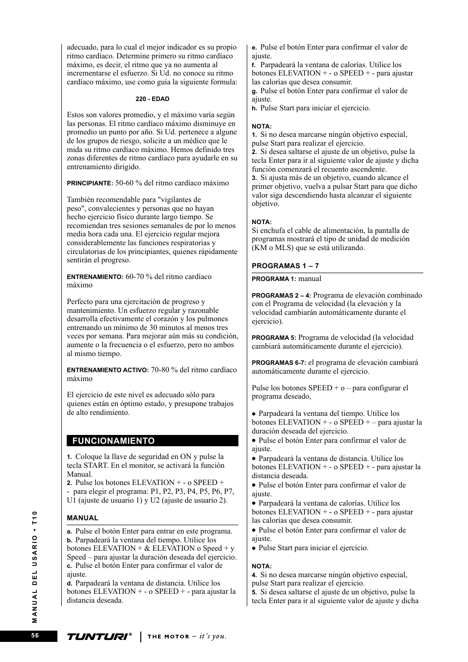 Tunturi Competence T10 User Manual | Page 56 / 84