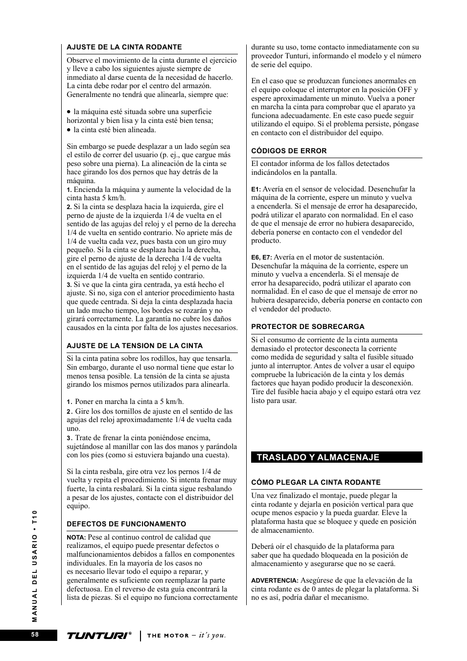 Tunturi Competence T10 User Manual | Page 58 / 84