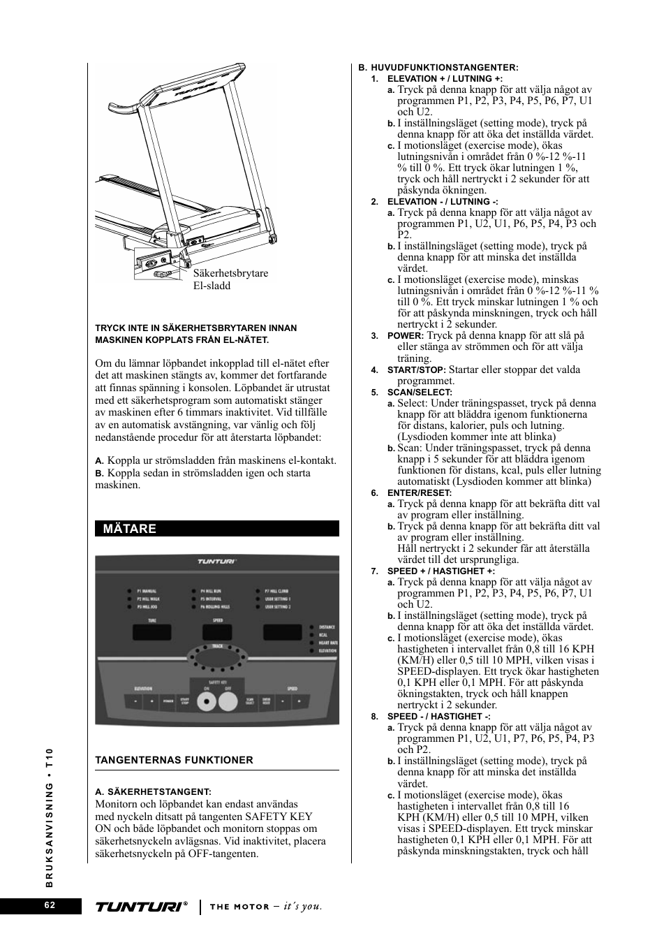 Tunturi Competence T10 User Manual | Page 62 / 84