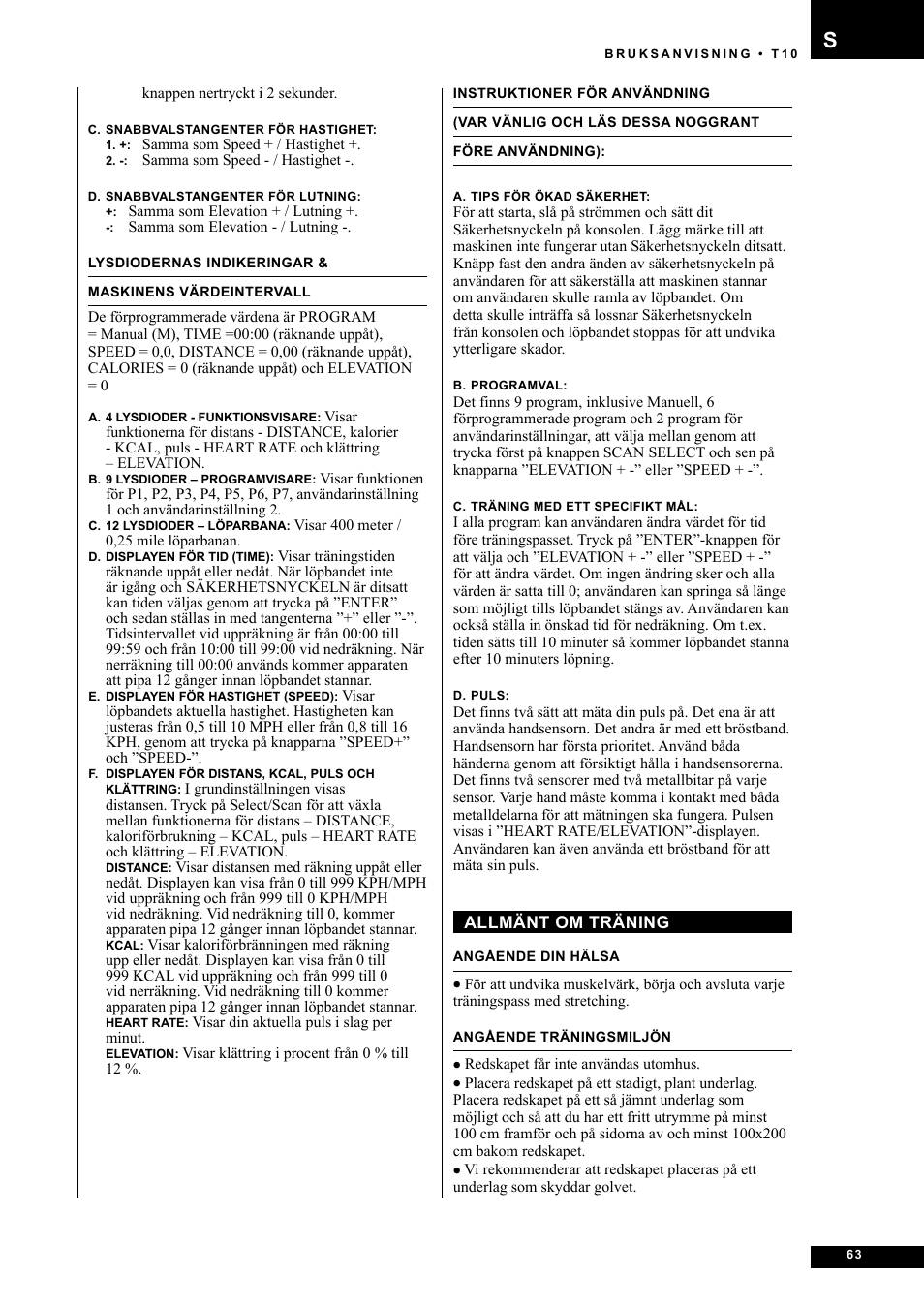 Tunturi Competence T10 User Manual | Page 63 / 84