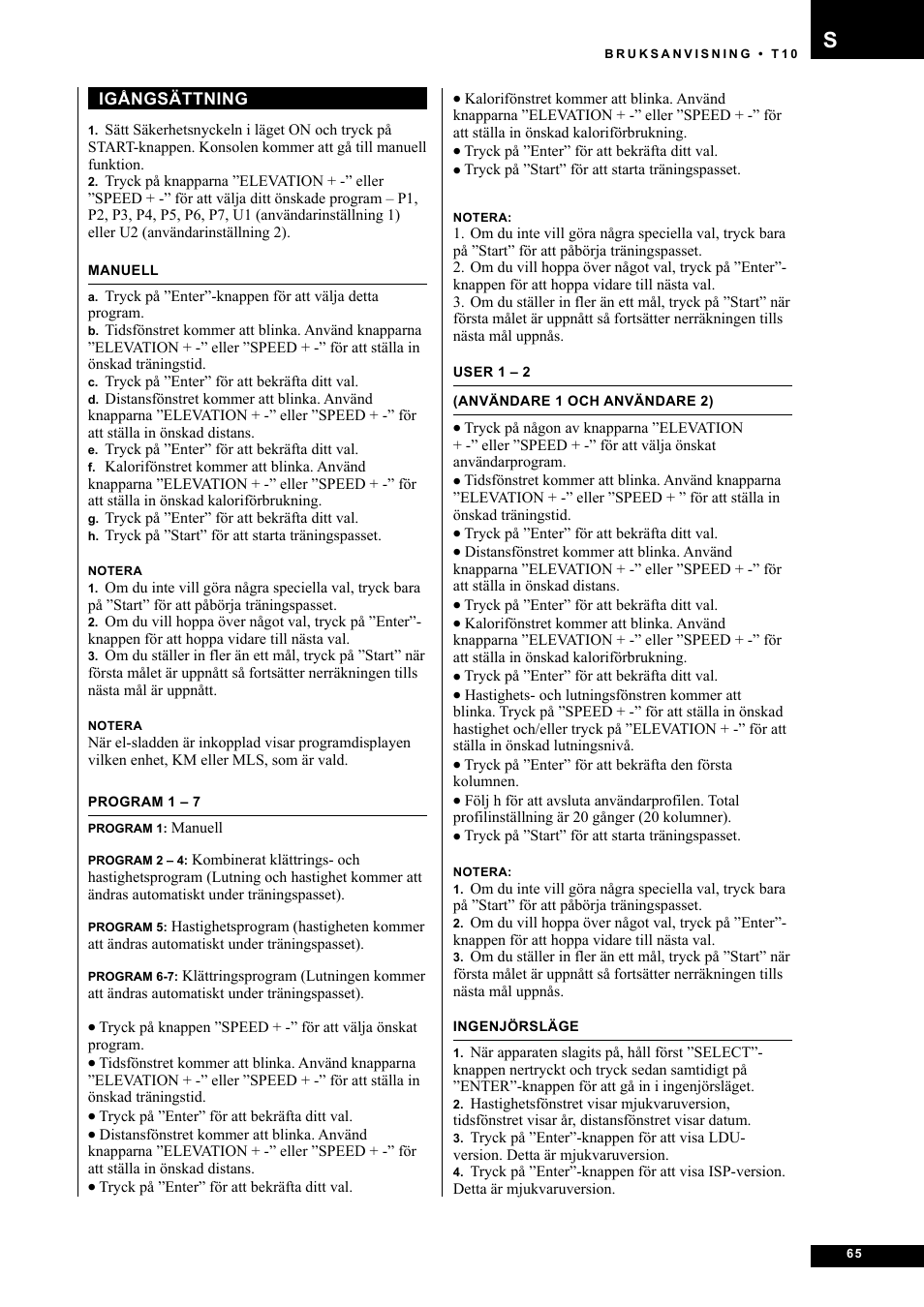 Tunturi Competence T10 User Manual | Page 65 / 84