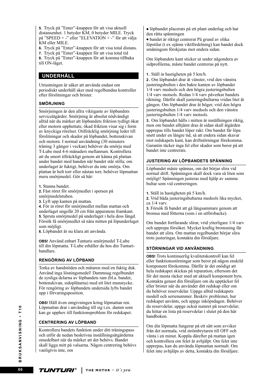 Tunturi Competence T10 User Manual | Page 66 / 84