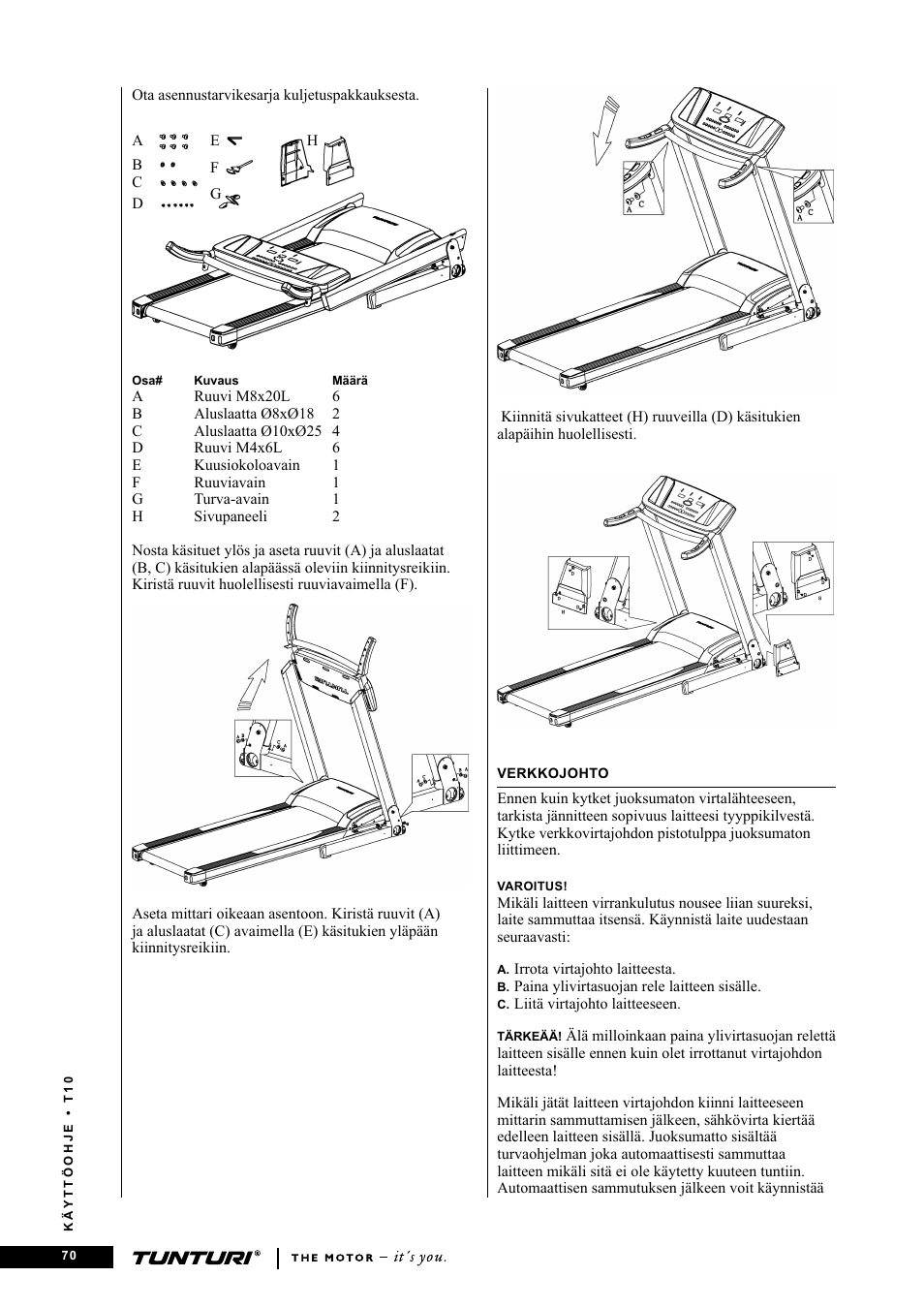 Tunturi Competence T10 User Manual | Page 70 / 84