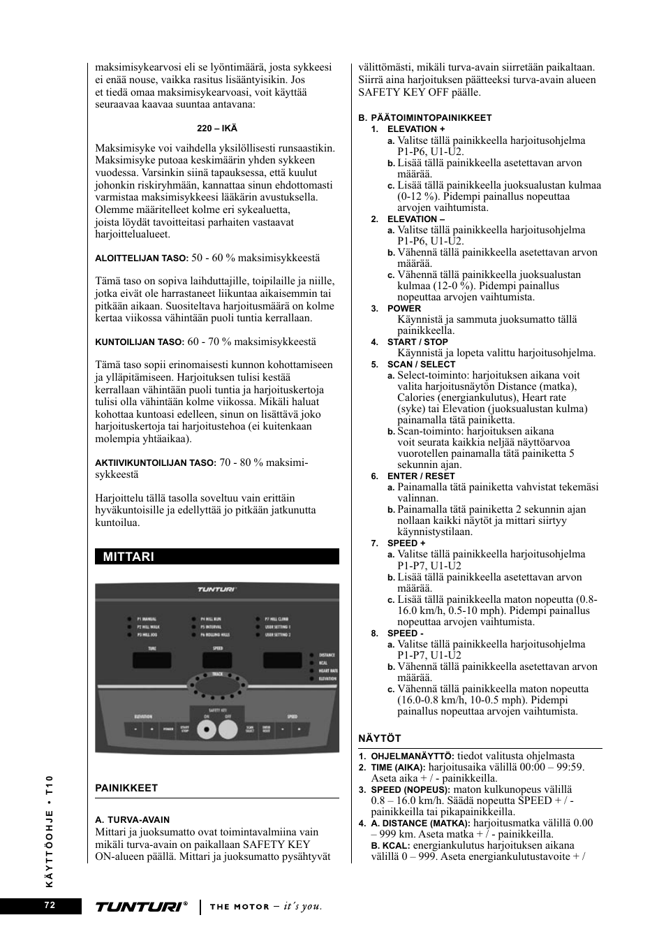 Tunturi Competence T10 User Manual | Page 72 / 84